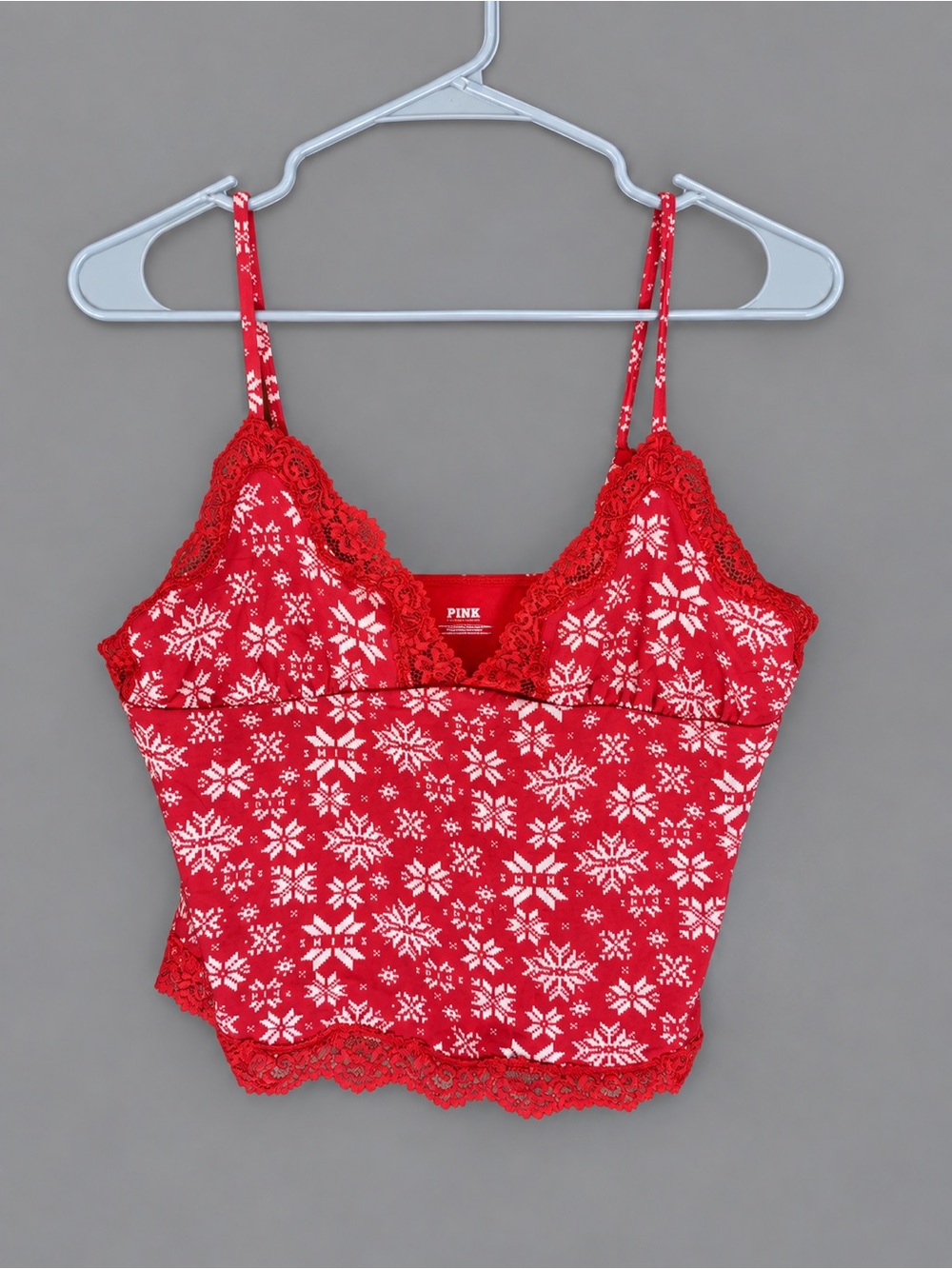 SKIMS red and white snowflake-pattern camisole
